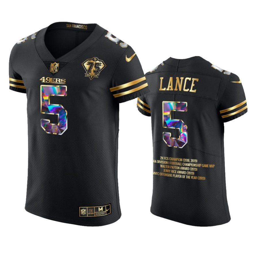 49ers trey lance black 2021 career highlights 75th anniversary jersey