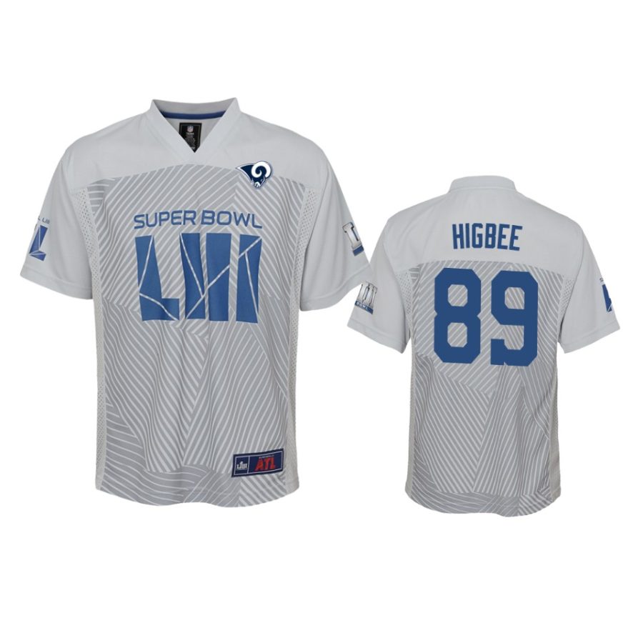 89 tyler higbee gray super bowl liii jersey