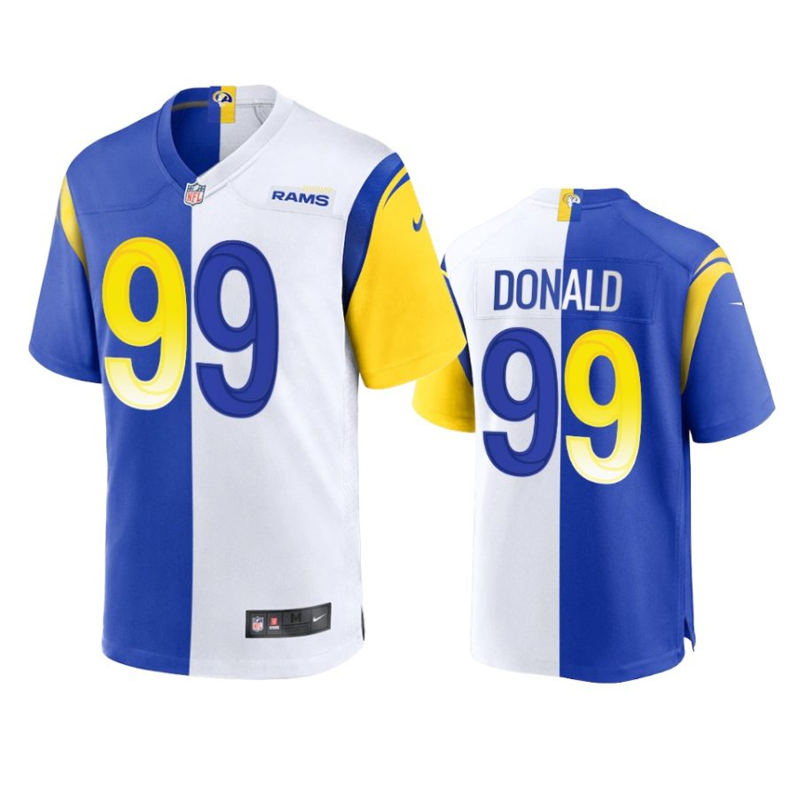 aaron donald rams royal white split game jersey