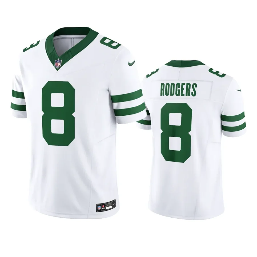 aaron rodgers jets jersey legacy white limited 2024 vapor f.u.s.e.