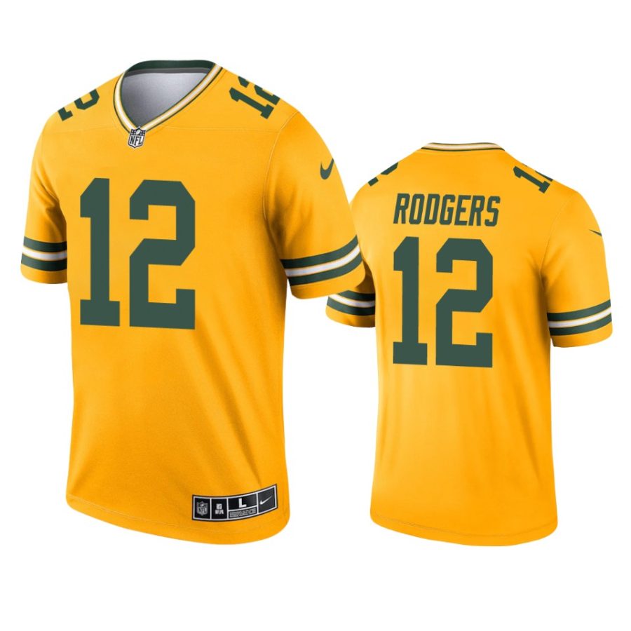 aaron rodgers packers 2021 inverted legend gold jersey