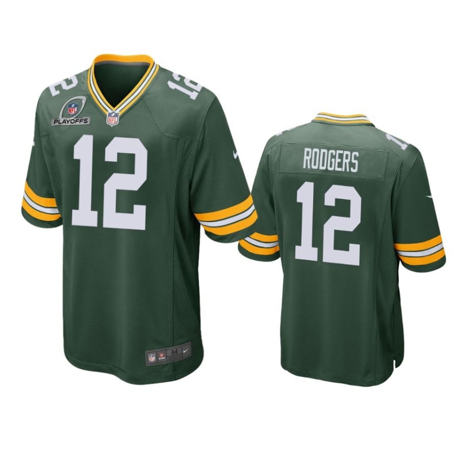 aaron rodgers packers green 2021 nfl playoffs patch jersey