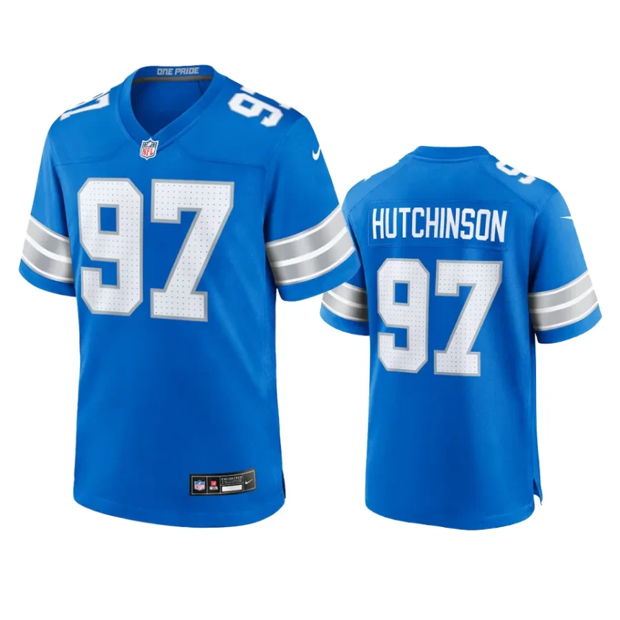 aidan hutchinson lions blue 2024 game jersey