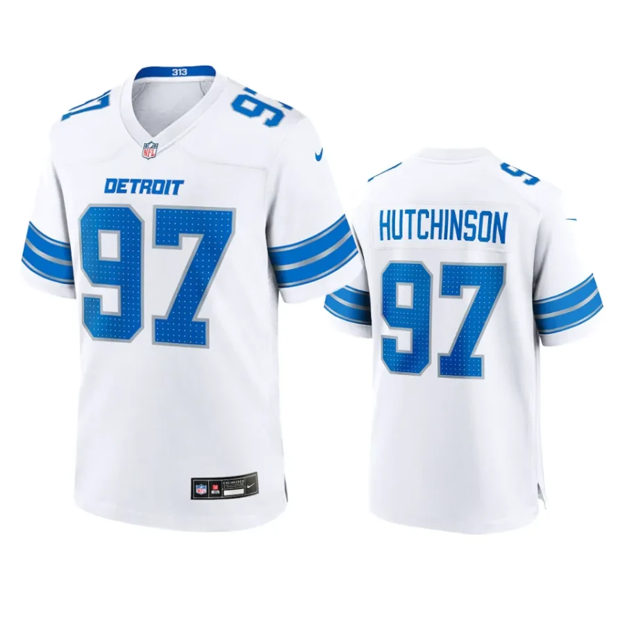 aidan hutchinson lions white 2024 game jersey