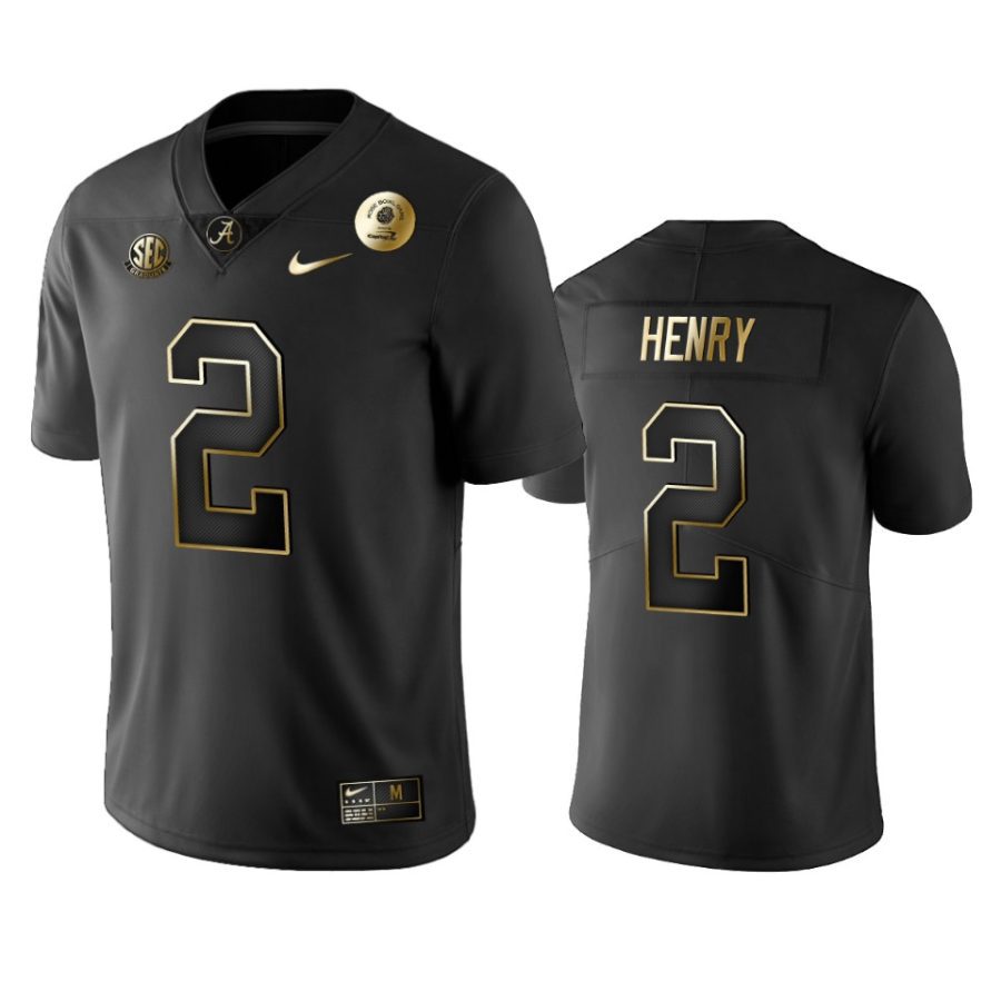 alabama crimson tide derrick henry black 2021 rose bowl golden edition jersey