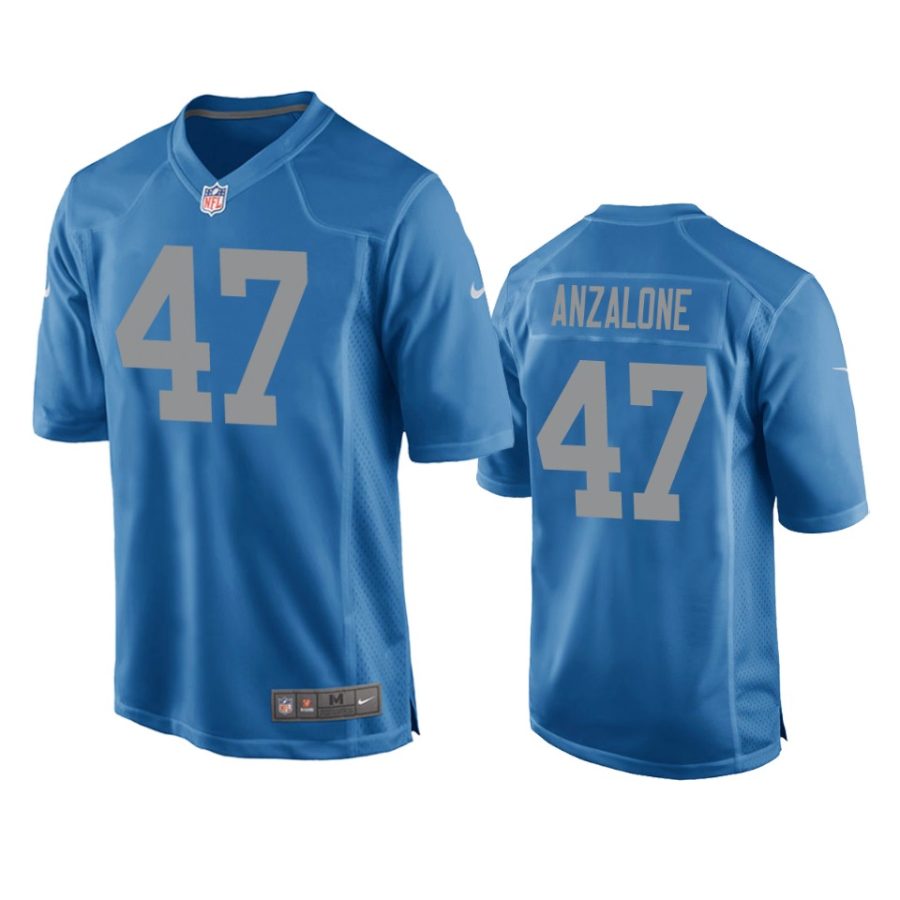 alex anzalone lions blue throwback game jersey