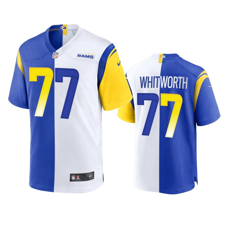 andrew whitworth rams royal white split game jersey