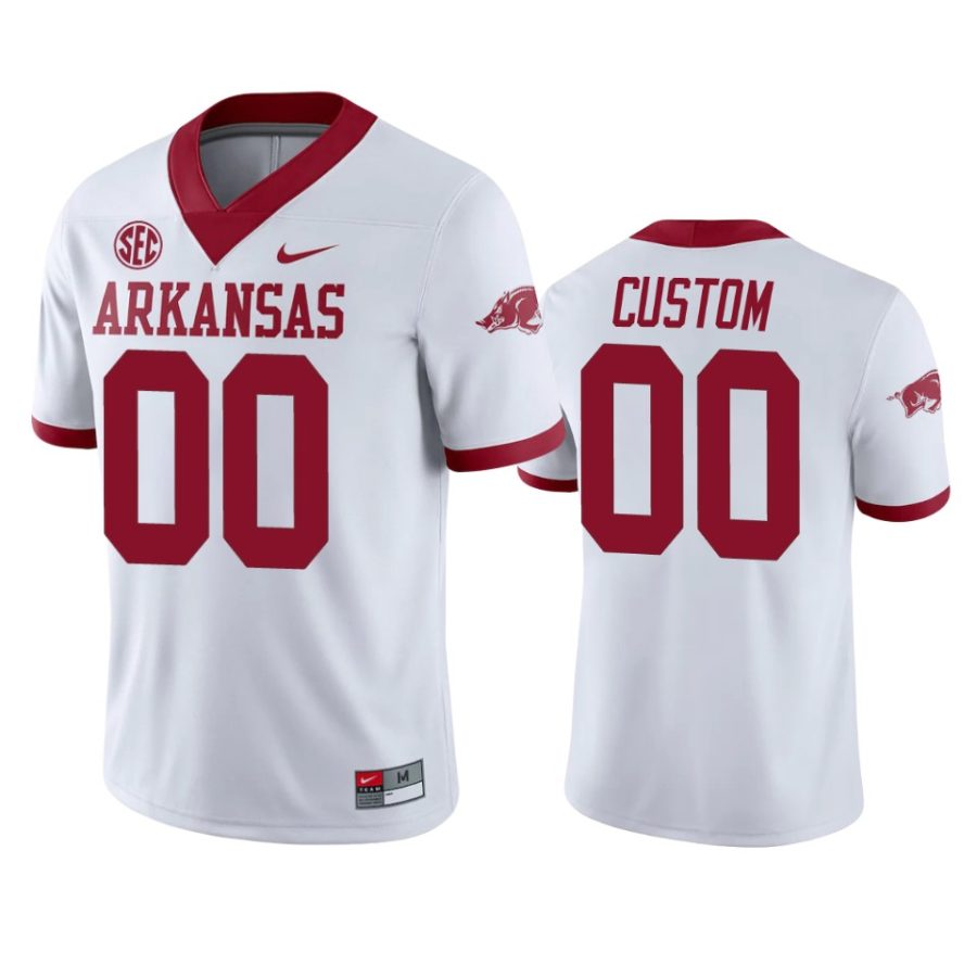 arkansas razorbacks custom white college football jersey