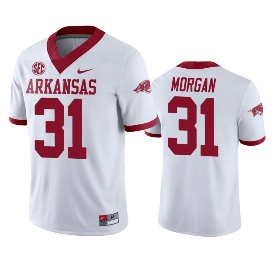 arkansas razorbacks grant morgan white college football jersey