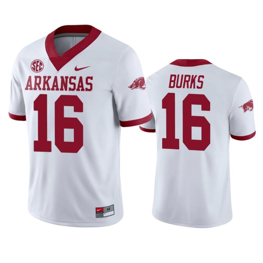 arkansas razorbacks treylon burks white college football jersey