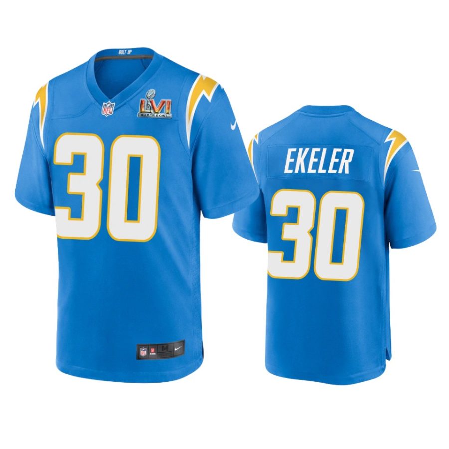 austin ekeler chargers powder blue super bowl lvi patch game jersey