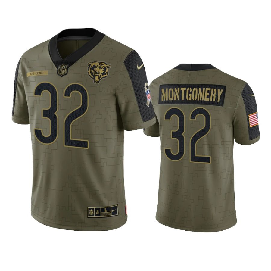 bears david montgomery olive limited 2021 salute to service jersey