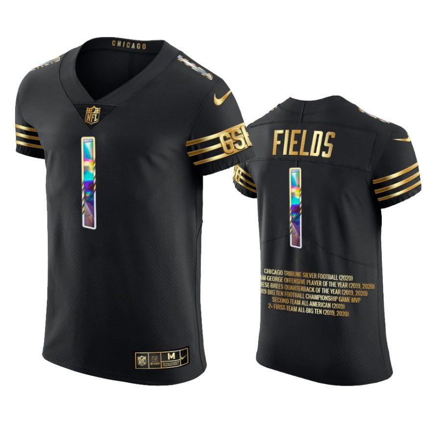 bears justin fields black 2021 career highlights diamond edition jersey