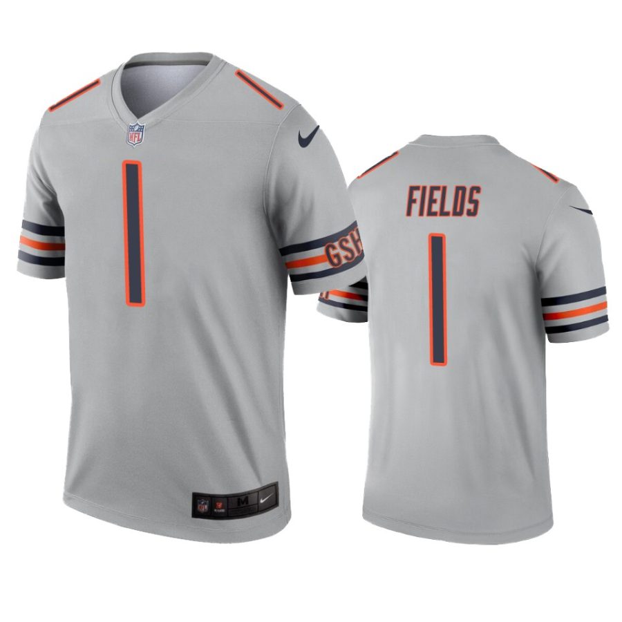 bears justin fields silver inverted legend jersey