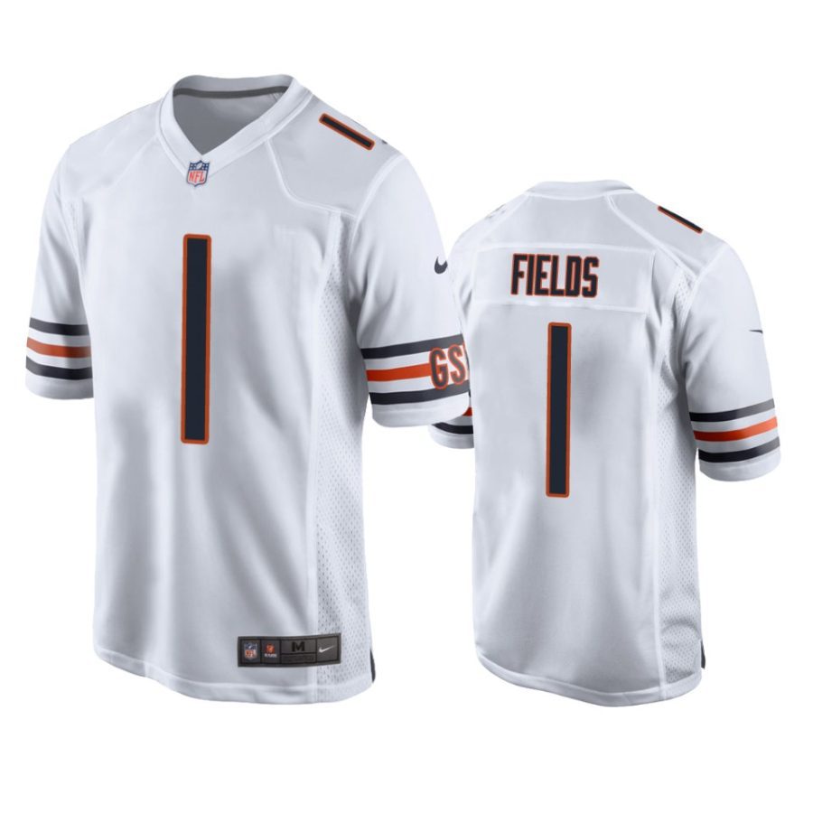 bears justin fields white game jersey