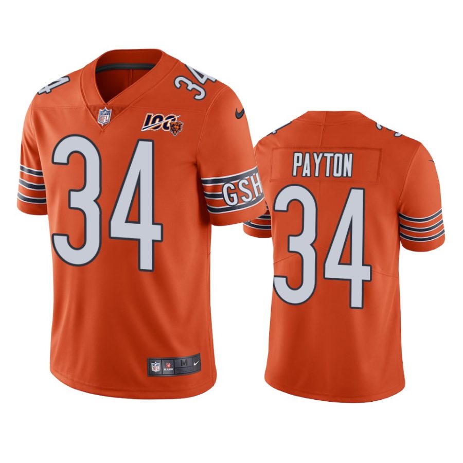 bears walter payton orange limited 100th season jersey