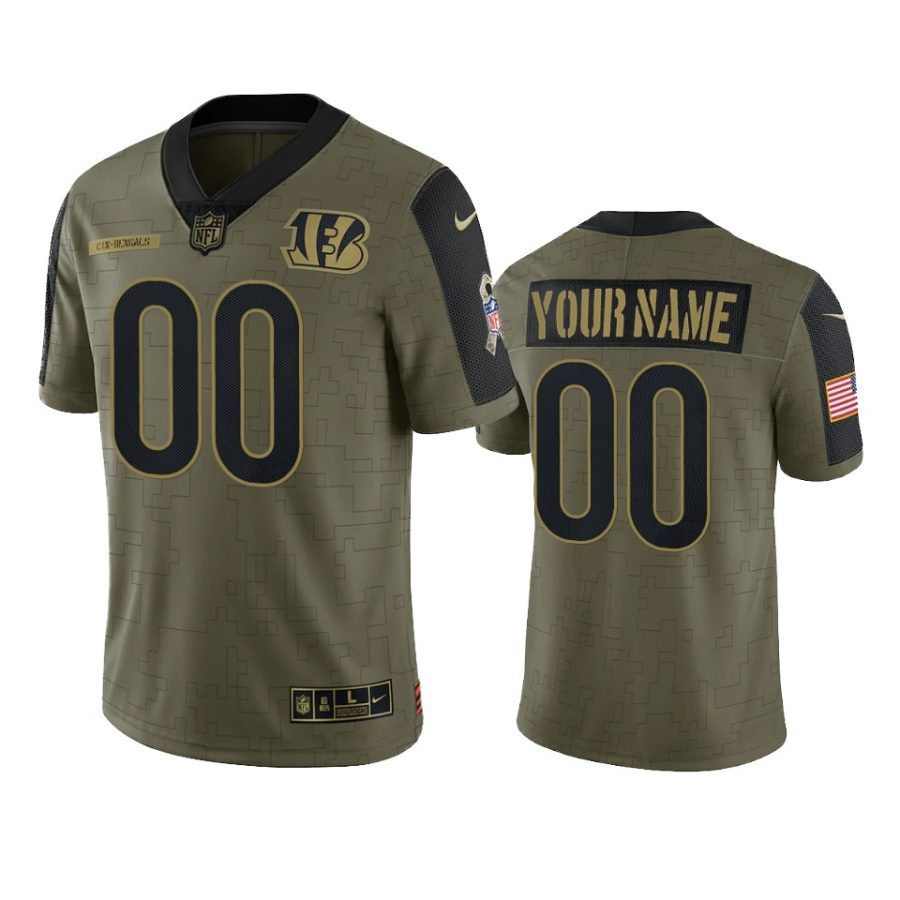 bengals custom olive limited 2021 salute to service jersey