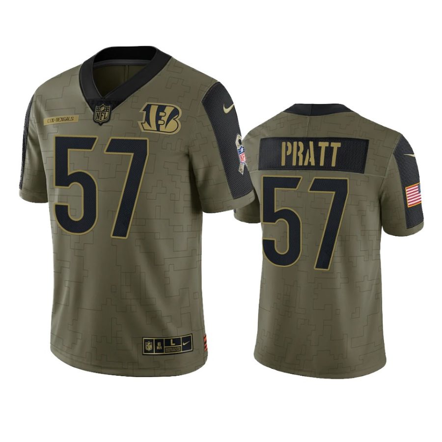 bengals germaine pratt olive limited 2021 salute to service jersey