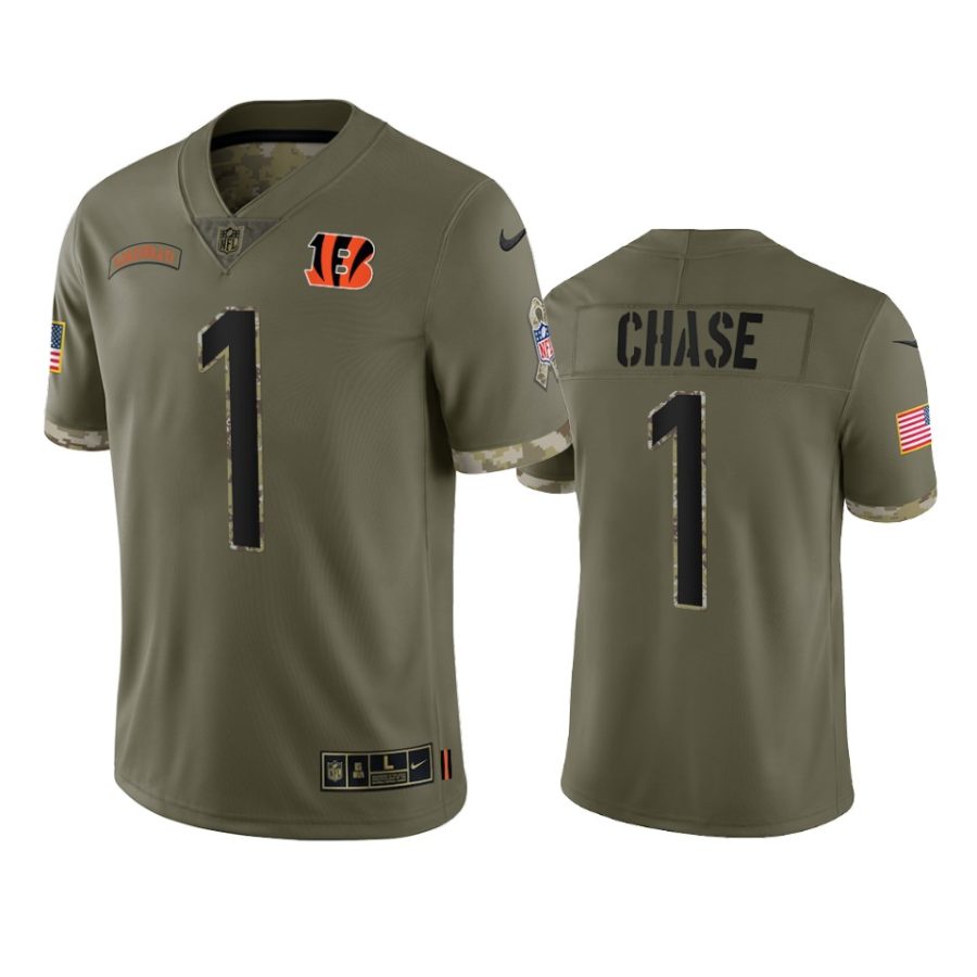 bengals jamarr chase olive limited 2022 salute to service jersey