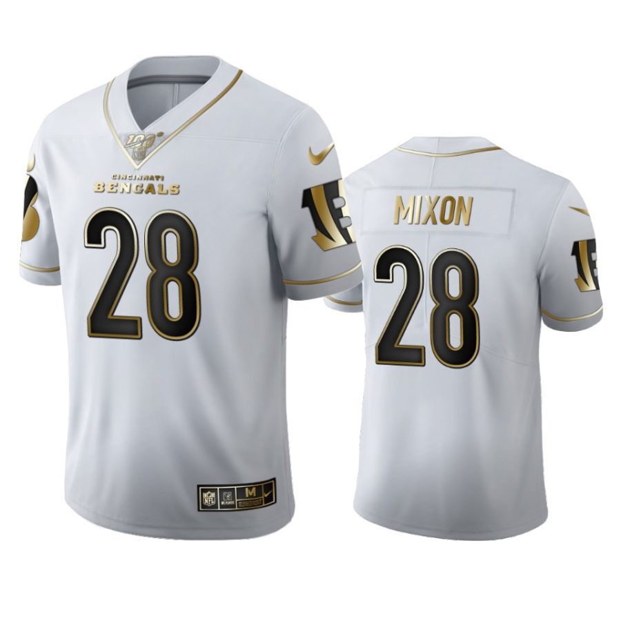 bengals joe mixon white golden edition 100th season jersey