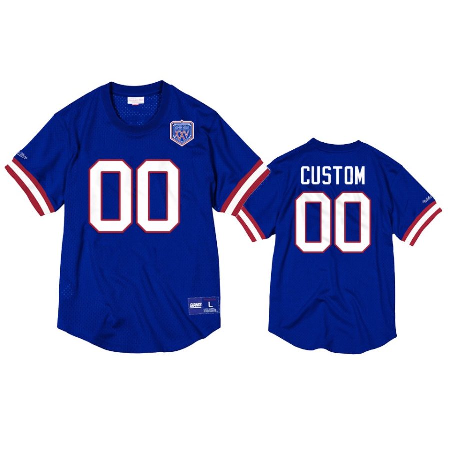 bills custom royal mesh crewneck superbowl xxv anniversary jersey