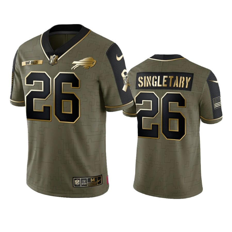 bills devin singletary olive gold limited 2021 salute to service jersey