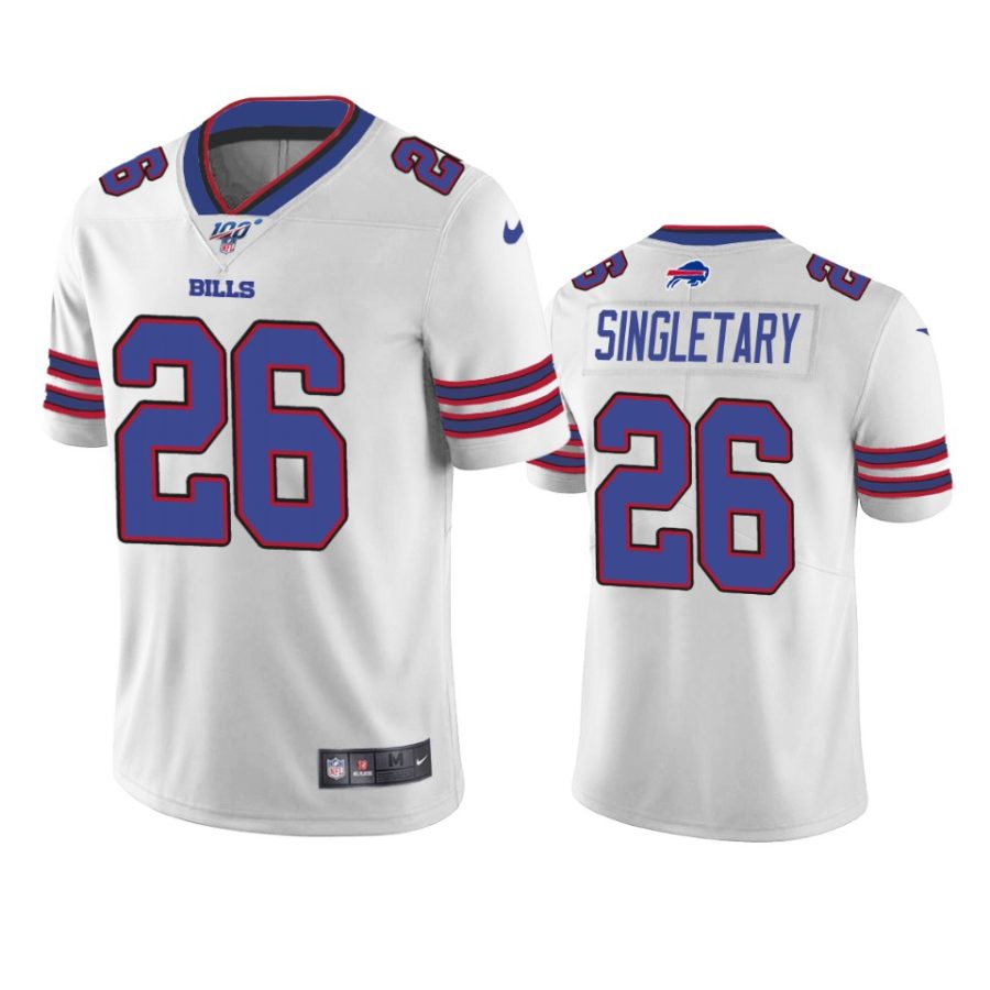 bills devin singletary white limited 100th season jersey