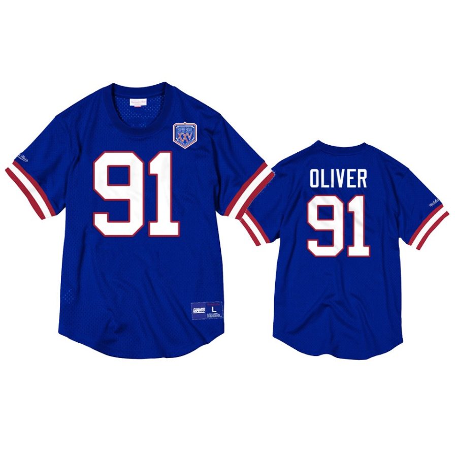 bills ed oliver royal mesh crewneck superbowl xxv anniversary jersey