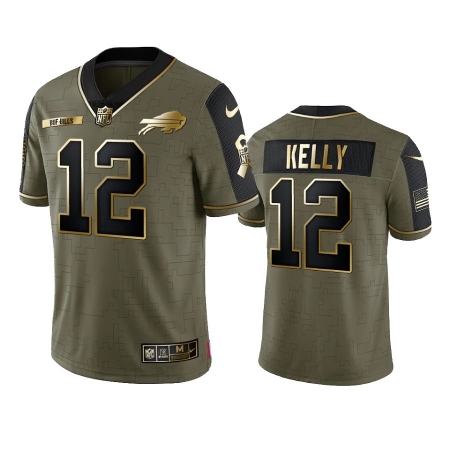 bills jim kelly olive gold limited 2021 salute to service jersey