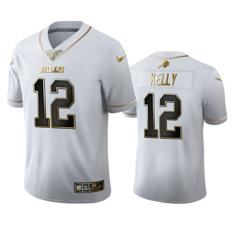 bills jim kelly white golden edition 100th season jersey