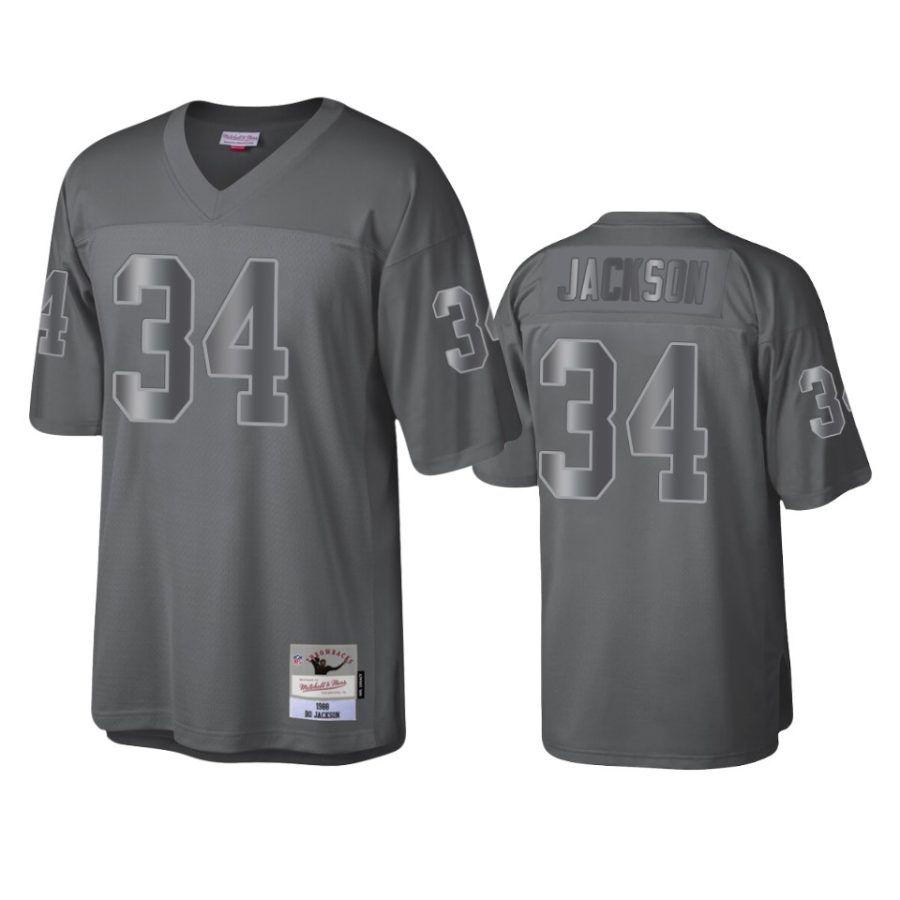 bo jackson raiders charcoal throwback metal legacy jersey