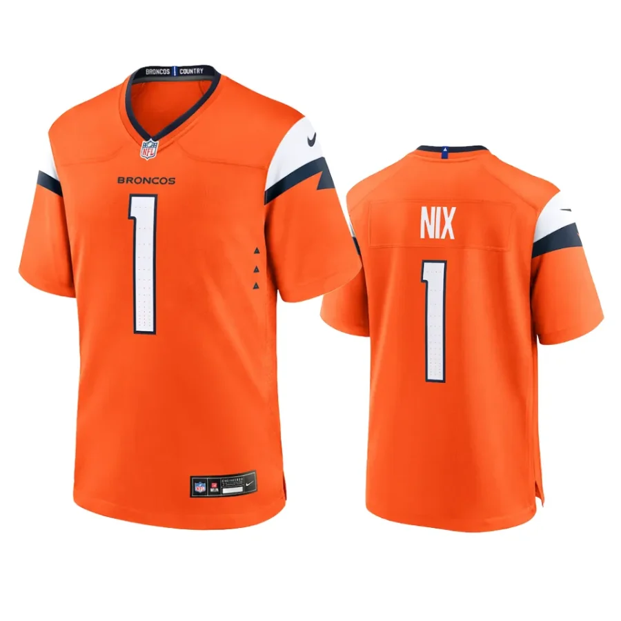 bo nix broncos 2024 nfl draft orange jersey