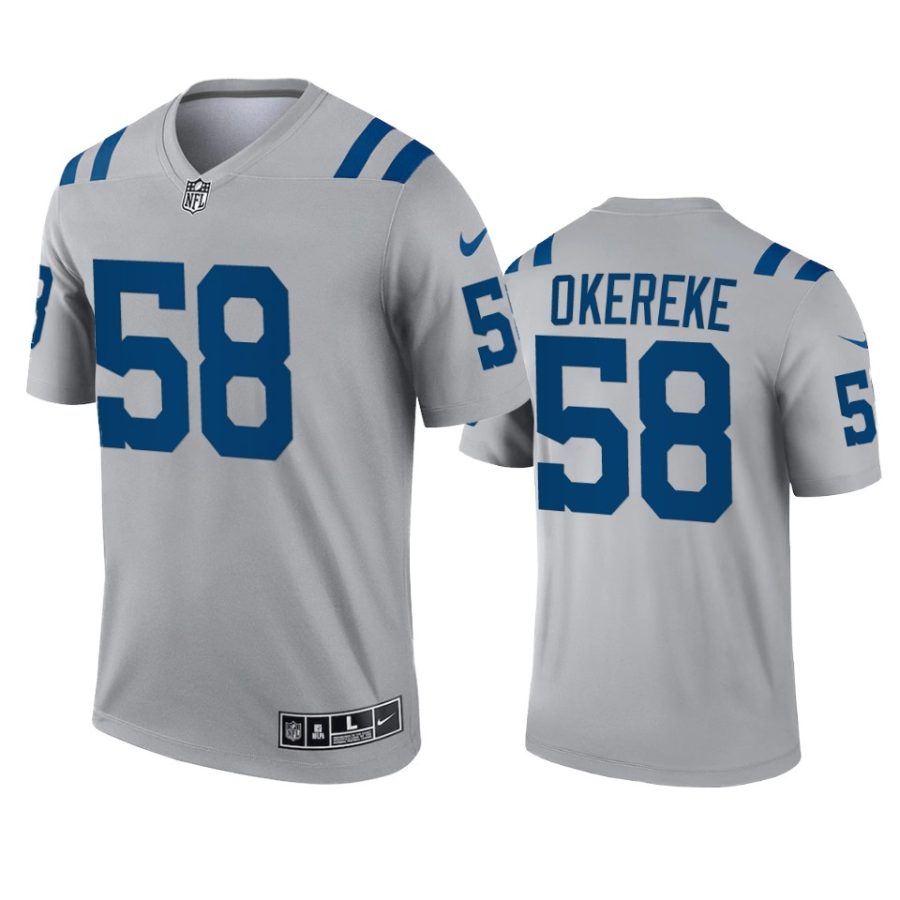 bobby okereke colts 2021 inverted legend gray jersey