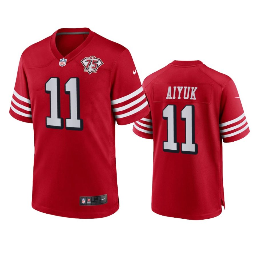 brandon aiyuk 49ers scarlet 75th anniversary jersey