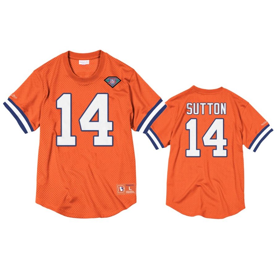 broncos courtland sutton orange mesh crewneck 75th anniversary jersey