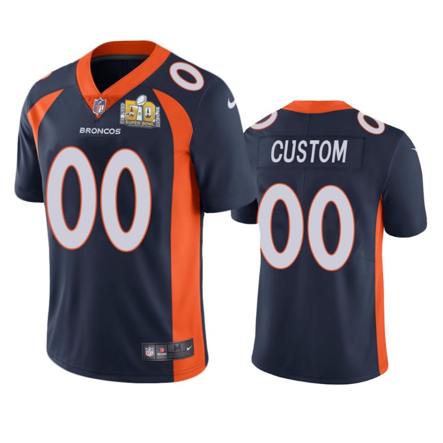 broncos custom navy super bowl 50 patch jersey