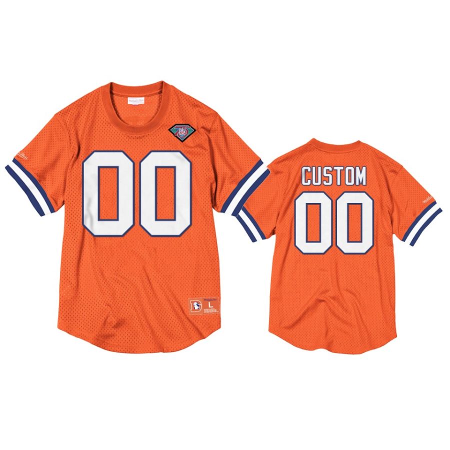 broncos custom orange mesh crewneck 75th anniversary jersey