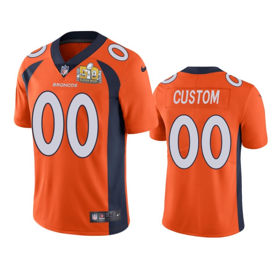 broncos custom orange super bowl 50 patch jersey