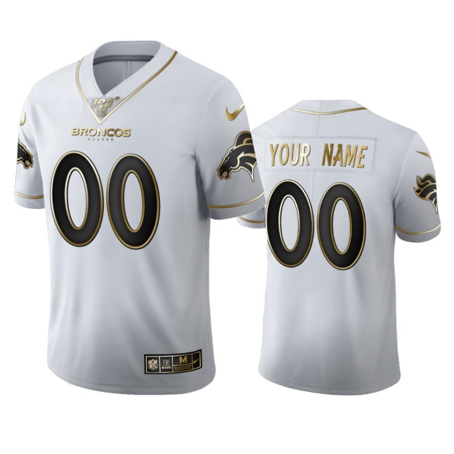 broncos custom white golden edition 100th season jersey