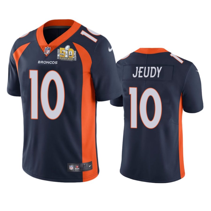 broncos jerry jeudy navy super bowl 50 patch jersey