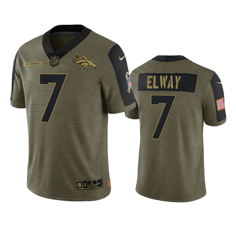 broncos john elway olive limited 2021 salute to service jersey