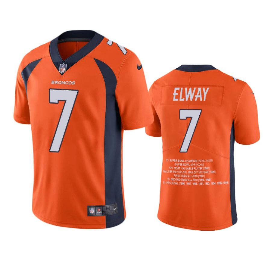 broncos john elway orange career highlight limited edition jersey