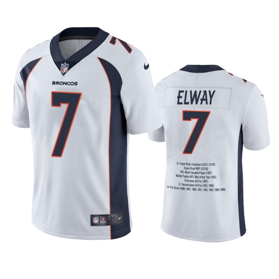 broncos john elway white career highlight limited edition jersey