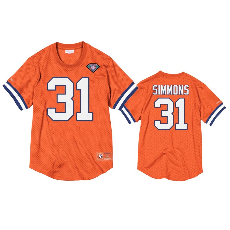 broncos justin simmons orange mesh crewneck 75th anniversary jersey