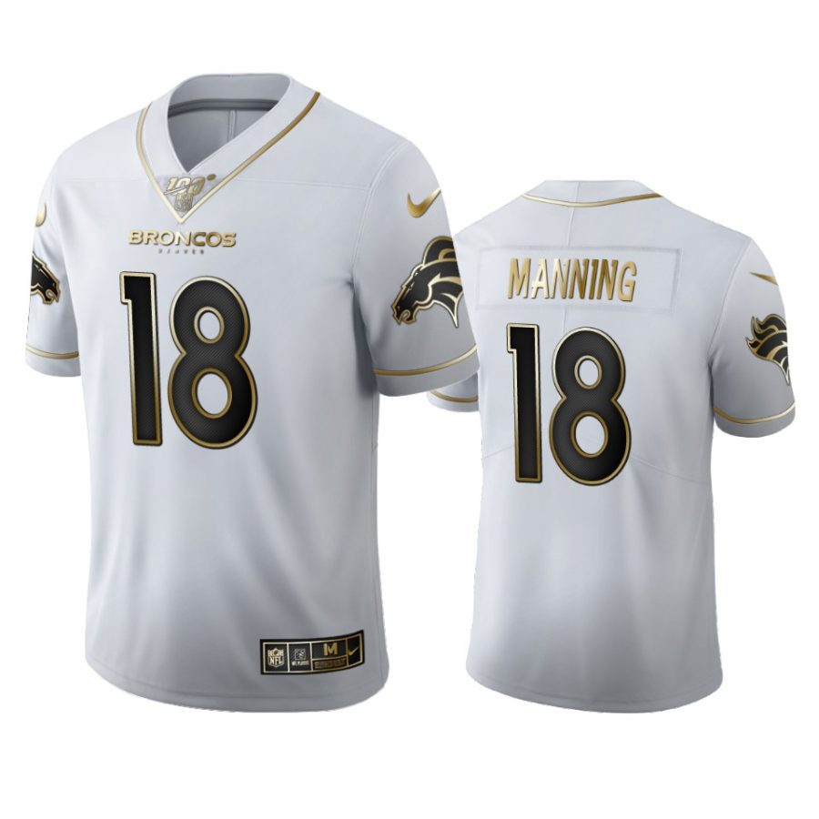 broncos peyton manning white golden edition 100th season jersey