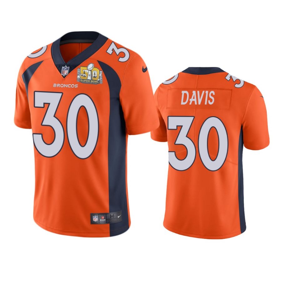 broncos terrell davis orange super bowl 50 patch jersey