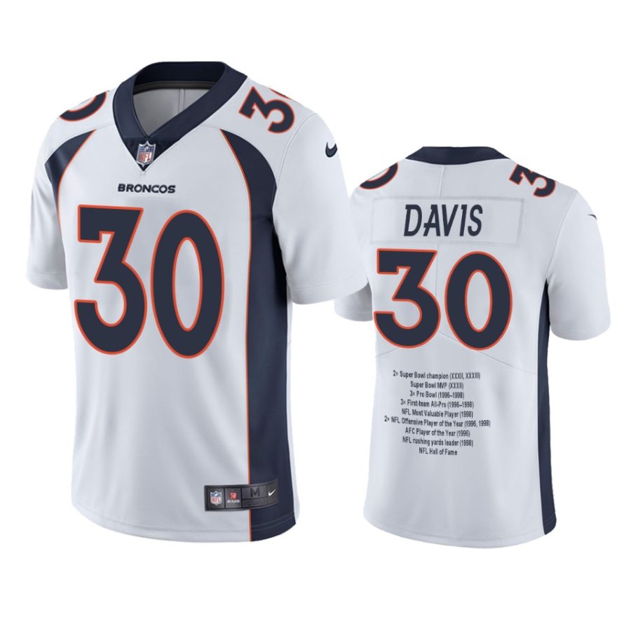 broncos terrell davis white career highlight limited edition jersey