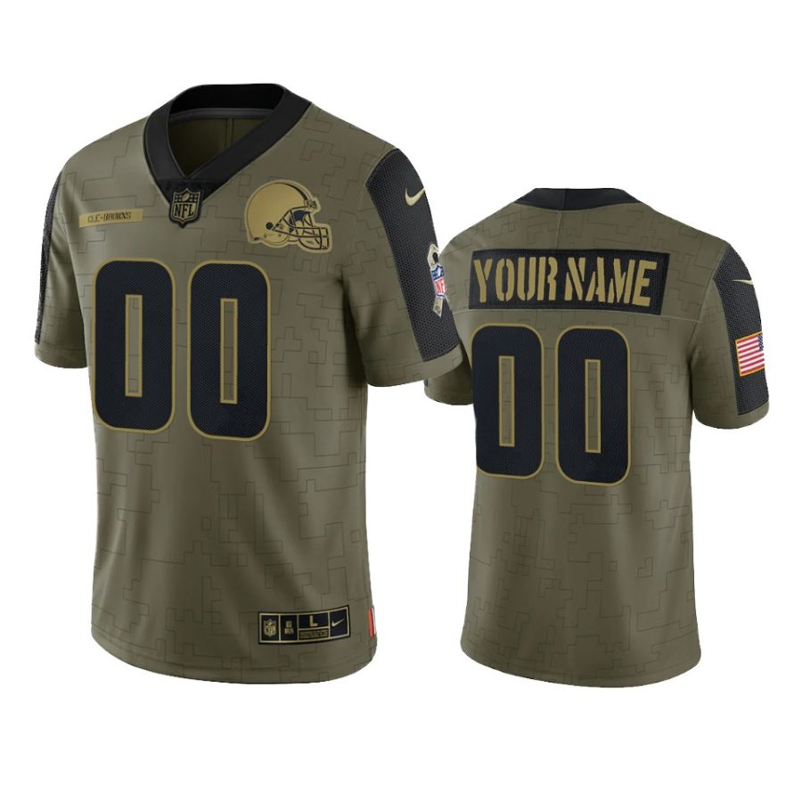 browns custom olive limited 2021 salute to service jersey