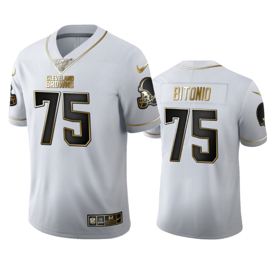 browns joel bitonio white golden edition 100th season jersey