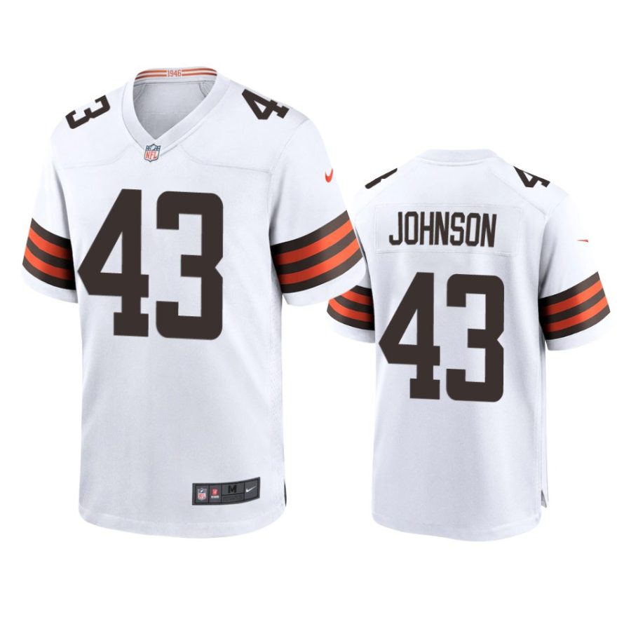 browns john johnson white game jersey